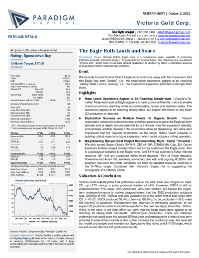 Paradigm Research empfiehlt Victoria Gold mit Kursziel 17 CAD