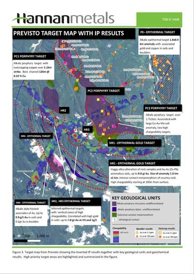 Hannan Completes IP Geophysical Survey, Large Copper-Gold System Confirmed At Previsto, Peru