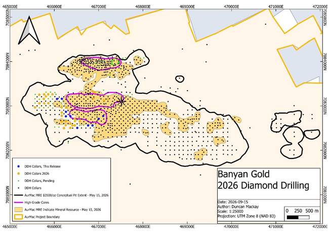 Banyan Gold durchschneidet 1,05 g/t Gold auf 52,8 Metern sowie Gold im Bonanza-Grad im Powerline-Vorkommen, AurMac, Yukon, Kanada