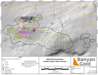 Banyan erweitert Mineralisierung in die Airstrip-Powerline-Lücke bei AurMac, Yukon, durchteuft 1,34 g/t Au über 20,2 Meter und 1,18 g/t Au über 27,5 Meter
