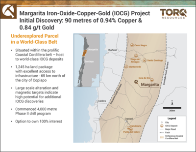 Torq Initiates Follow-up Drill Program to Discovery at Margarita Iron-Oxide-Copper-Gold Project