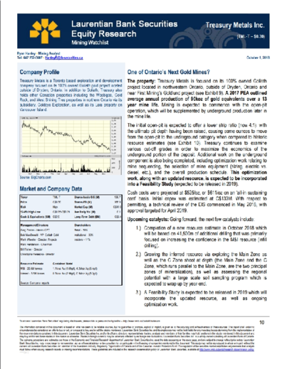 Larentian Bank initaites Research on Treasury Metals 