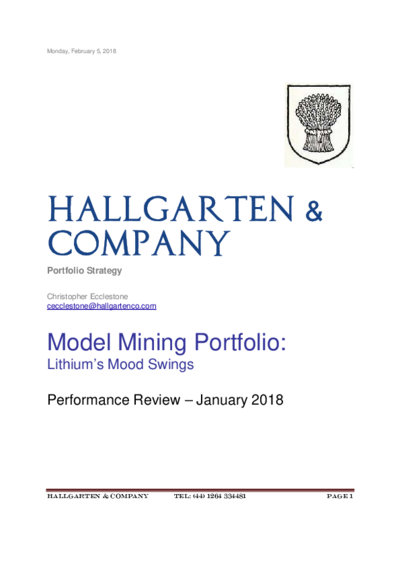 Hallgarten Research: Panoro Minerals covered in the Mining Portfolio