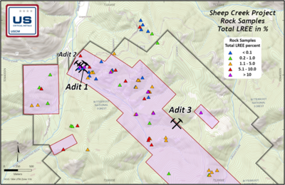 Mineralization Confirmed in Underground Workings at Sheep Creek with Samples up to 10.23% Total Rare Earth Elements
