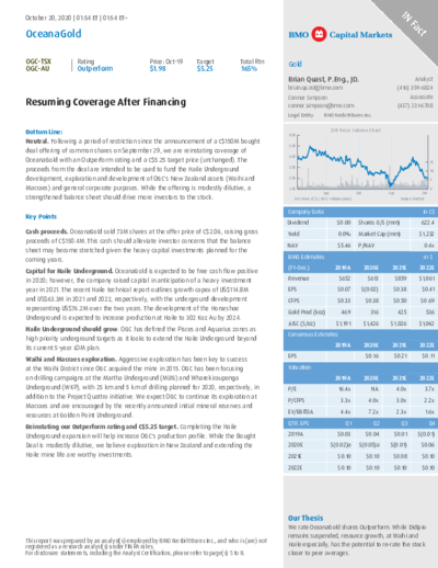 BMO gives buy recommendation for OceanaGold with price target 5.25 CAD